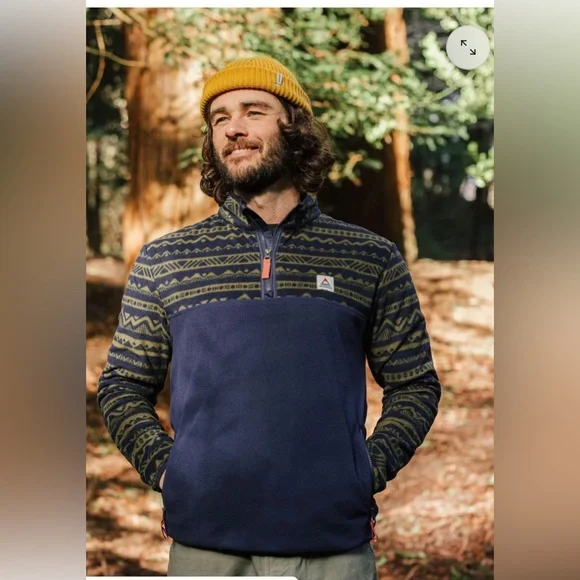 Passenger Men’s Set Off Polar 1/4 Zip Fleece in Mountain Geo Khaki , size M - Picture 4 of 13